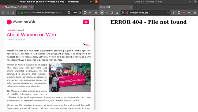 Censura de sitio web de Women on Web en Espa\u00f1a